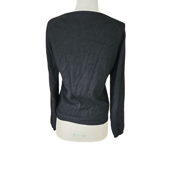 Nieman Marcus Old Money Timeless Cashmere Sweater Womens Small Black V-neck - Picture 3 of 8